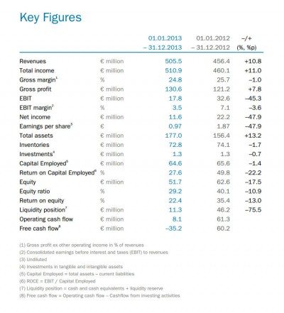 Key 2013 figures. Source: Delticom AG