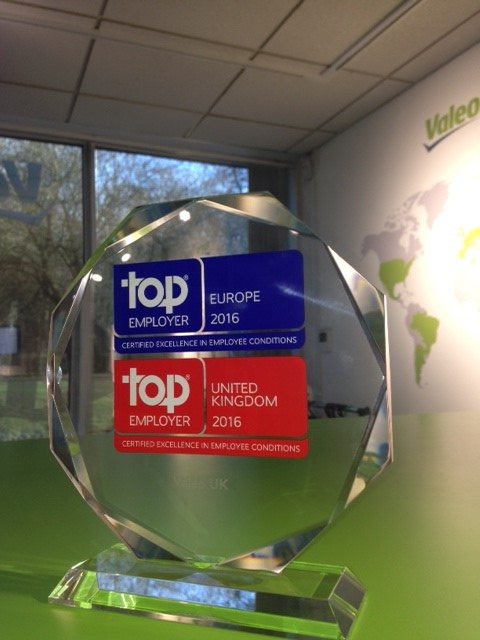 Valeo named a UK Top Employer for third year running