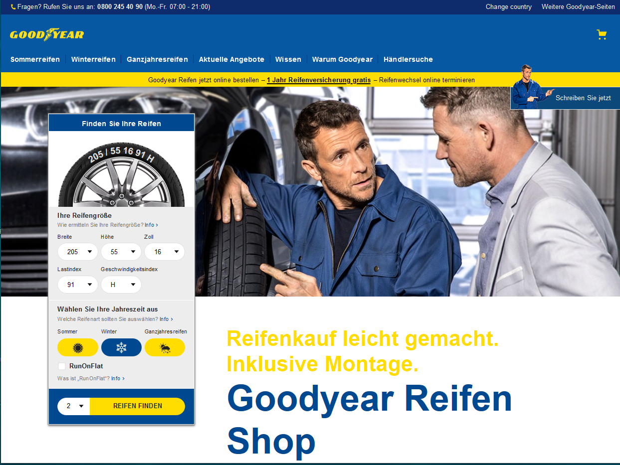 Goodyear is beginning its European online tyre retail