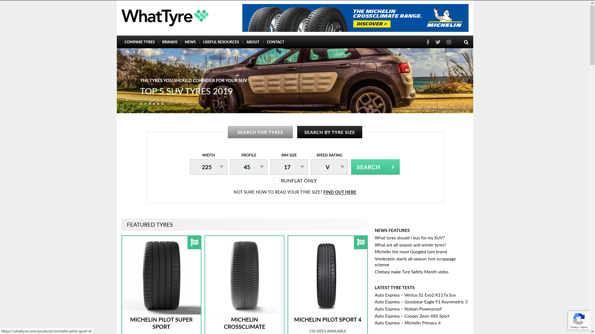 WhatTyre homepage