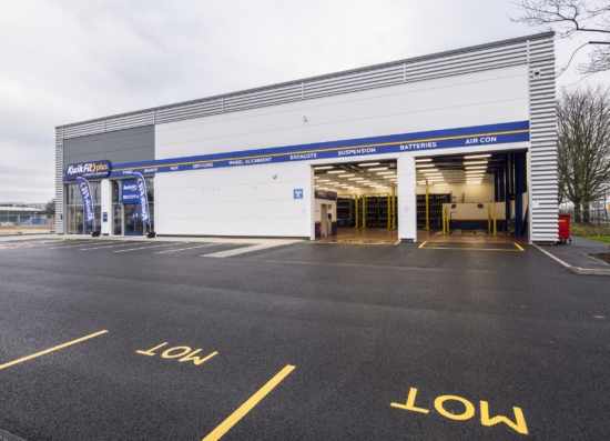 Empty MOT bays at a Kwik Fit centre