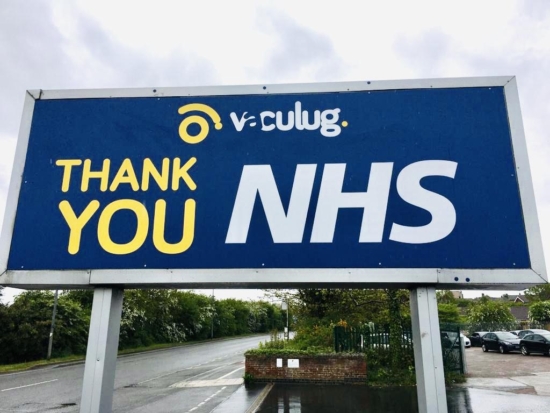 As well as helping keeping fleets of commercial vehicles running with their retreads, Vaculug was also quick to show its support for the NHS, with a speedily revamped version of its external signage (Source: Vaculug)
