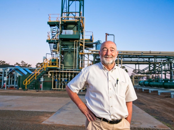 Trevor Bayley, COO Green Distillation Technologies, pictured in front of the firm’s processing facility in Warren, Western New South Wales (Photo: GDT)