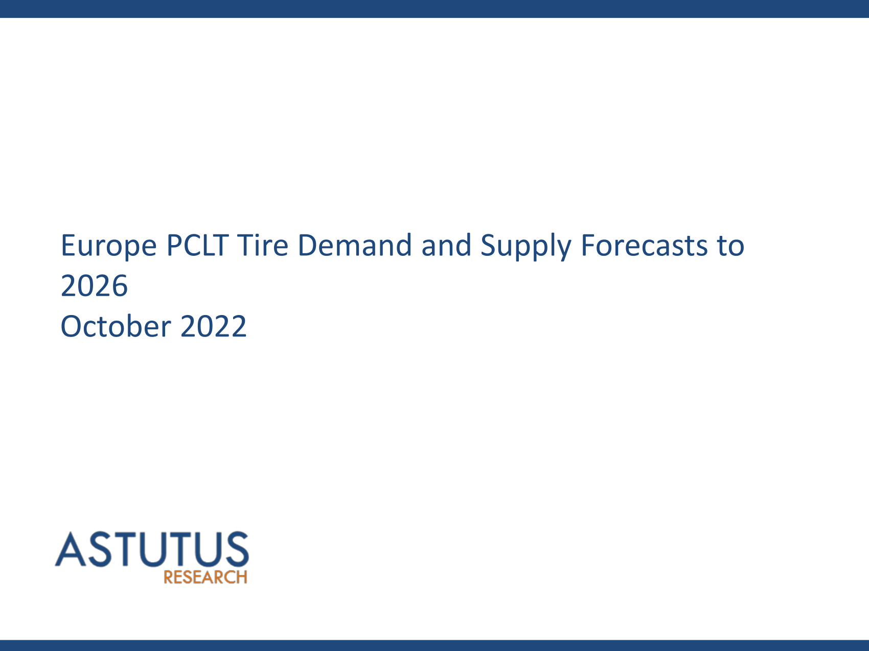 Europe PCLT Tire Market Supply & Demand Forecasts to 2026