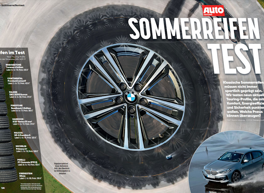 Autozeitung summer tyre test backbenches leading brands